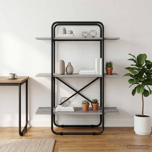 Рафт за книги 3 нива 60 x 35 x 105 см PB Сив Сонома