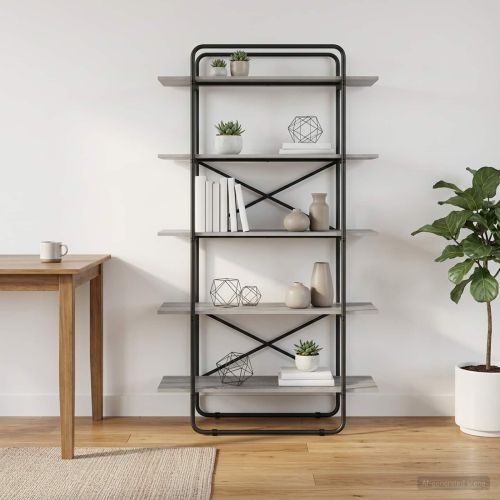 Рафт за книги 5 нива 100 x 35 x 175,5 см PB Сив Сонома