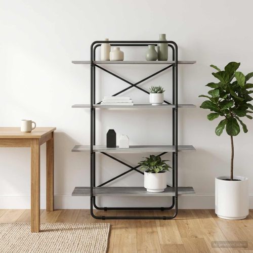 Рафт за книги 4 нива 100 x 35 x 140 см PB Сив Сонома