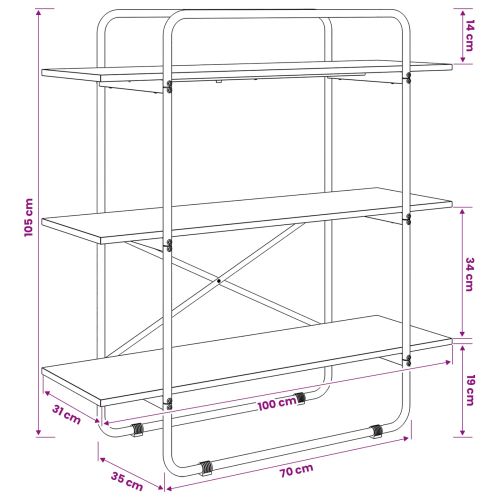 Рафт за книги 3 нива 100 x 35 x 105 см PB Дъб сонома