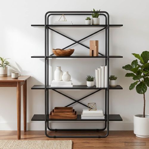Рафт за книги 4 нива 100 x 35 x 140 см PB Черен дъб