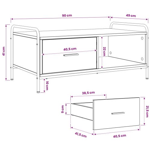 Масичка за кафе Дъб артизан 90 x 49 x 41 см Инженерна дървесина