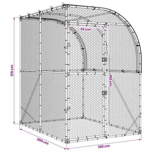 Кокошарник Сребристо 200 x 200 x 215 см Поцинкована стомана