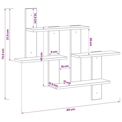 Стенен рафт Бетонно сиво 85 x 13,5 x 73,5 см