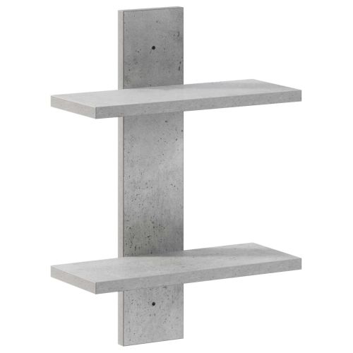 Стенен рафт Бетонно сиво 30 x 13.5 x 43 cm Инженерна дървесина