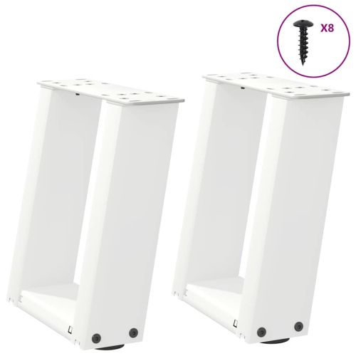 Крака за масичка за кафе, U-образни, 2 бр., бели, 30 x (30-31) см, стомана