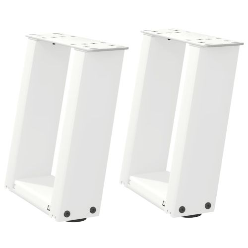 Крака за масичка за кафе, U-образни, 2 бр., бели, 30 x (30-31) см, стомана