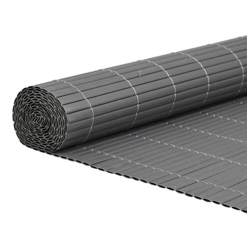 Градинска ограда, двустранна, сива, 1,8x3 м, PVC