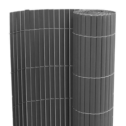 Градинска ограда, двустранна, сива, 1,8x3 м, PVC