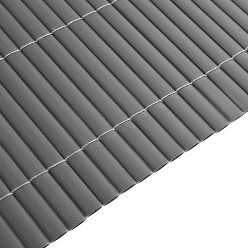 Градинска ограда, двустранна, сива, 1,8x3 м, PVC