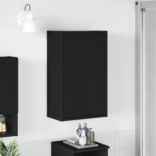 Шкаф за баня Черно 39 x 23,5 x 65 см Инженерно дърво & Метал