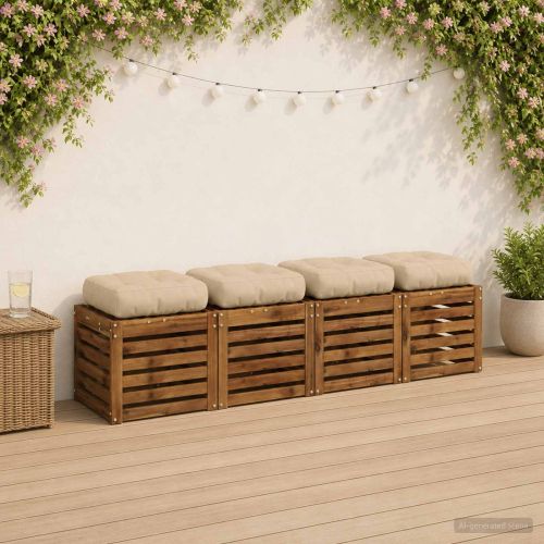 Кушони за сядане, 4 броя VIANEN 4 pcs 100% полиестер Кремаво