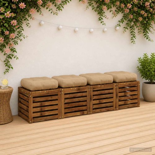 Кушони за сядане, 4 броя VIANEN 4 pcs 100% полиестер Пясък