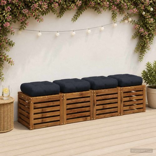 Кушони за сядане, 4 броя VIANEN 4 pcs 100% полиестер Тъмен син