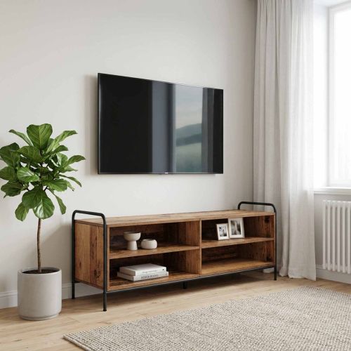 ТВ шкаф 140 x 39,5 x 50 см Старо дърво Инженерна дървесина