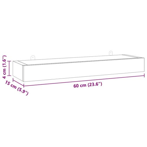 Стенни рафтове 2 бр 60x15x4 см тиково дърво масив