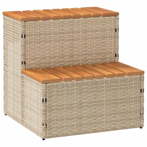 Стъпало за джакузи Beige 50x50x50,5 cm Поли ратан