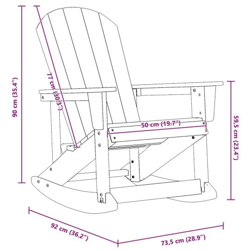 Люлеещ се стол Adirondack Светлосиво HDPE