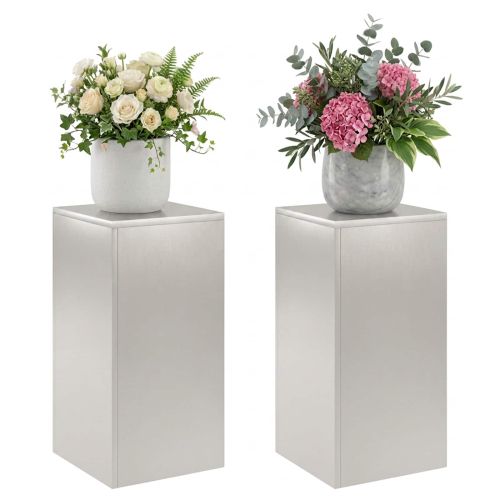 Стойка за растения 2 pcs Сребристо 30 x 30 x 60 cm Стомана