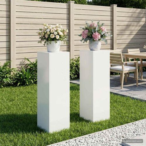 Стойка за растения 2 pcs Бяло 30 x 30 x 100 см Стомана