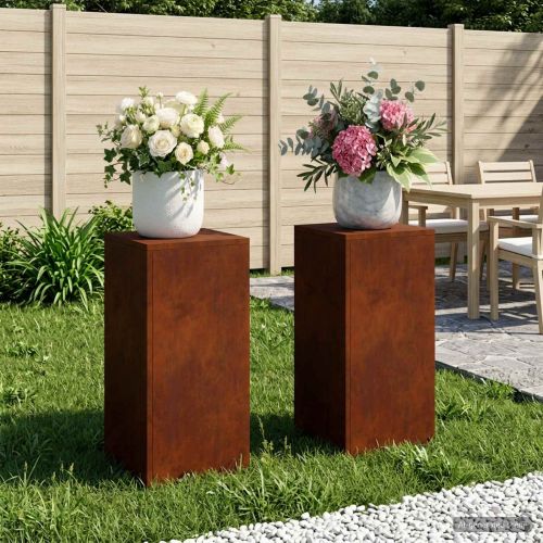 Стойка за растения 2 pcs Ръждясало 30 x 30 x 60 cm