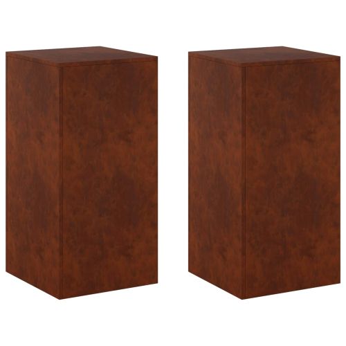 Стойка за растения 2 pcs Ръждясало 40 x 40 x 80 cm