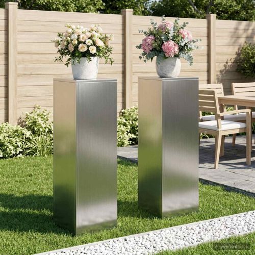 Стойка за растения 2 pcs Сребристо 30 x 30 x 100 см
