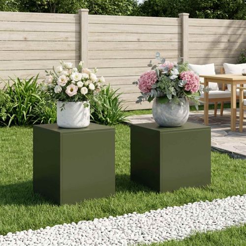 Стойка за растения 2 pcs Маслиненозелено 40 x 40 x 40 cm
