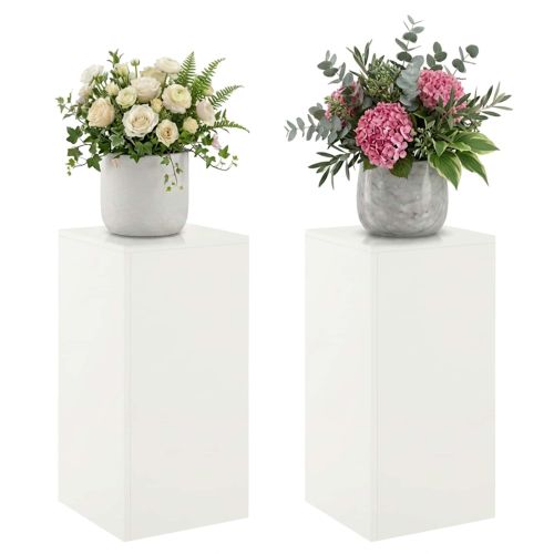 Стойка за растения 2 pcs Бяло 30 x 30 x 60 cm Стомана
