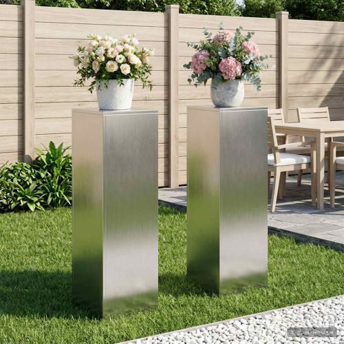 Стойка за растения 2 pcs Сребристо 30 x 30 x 100 см Стомана