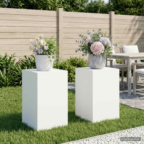 Стойка за растения 2 pcs Бяло 40 x 40 x 60 cm Стомана