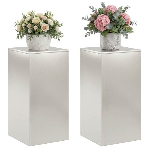 Стойка за растения 2 pcs Сребристо 40 x 40 x 80 cm Стомана