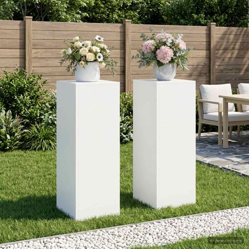 Стойка за растения 2 pcs Бяло 30 x 30 x 80 cm Стомана