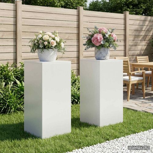 Стойка за растения 2 pcs Бяло 40 x 40 x 80 cm Стомана