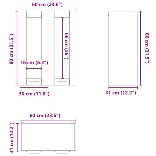Висящ шкаф Сонома дъб 60 x 31 x 80 см Инженерна дървесина
