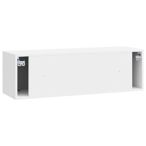 Стенно монтиран ТВ шкаф Бял гланц 98 x 31 x 30 см