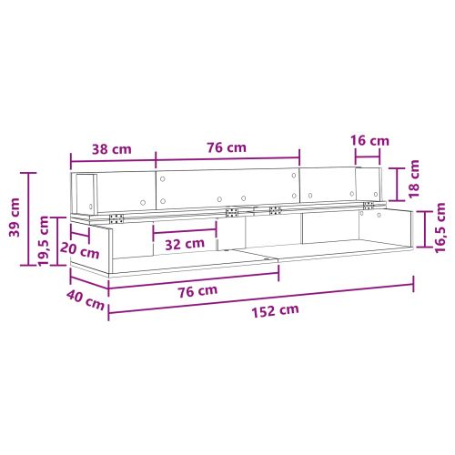 Студио бюро Черен дъб 152 x 40 x 19,5 см Инженерна дървесина