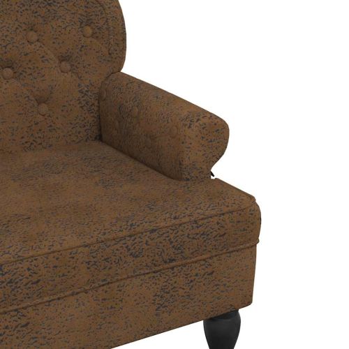 Пейка с облегалка, кафява, 119,5x64,5x75 см, изкуствен велур