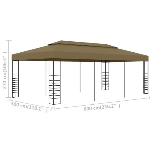 Градинска шатра, 6x3x2,7 м, таупе, 180 г/м²