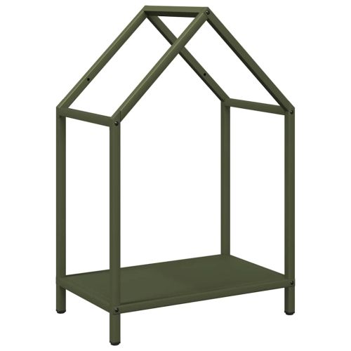 Стойка за дърва за огрев маслиненозелена 40x25x60 см