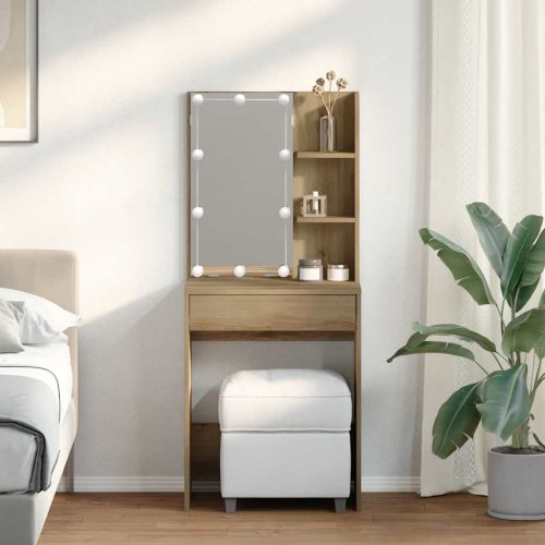 Тоалетка с LED, дъб артизан, 60x40x140 см