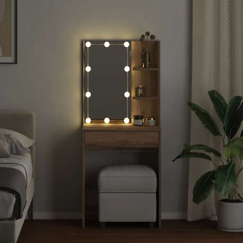 Тоалетка с LED, дъб артизан, 60x40x140 см