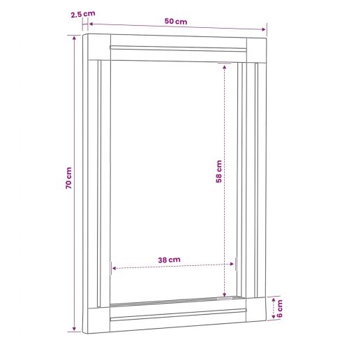 Огледало Кафяв и черен 70 x 50 x 3 см Стъкло