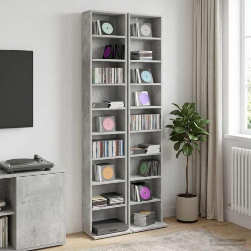 Кабинет за CD 2 бр. Бетонно сиво 33 x 23,5 x 175 см