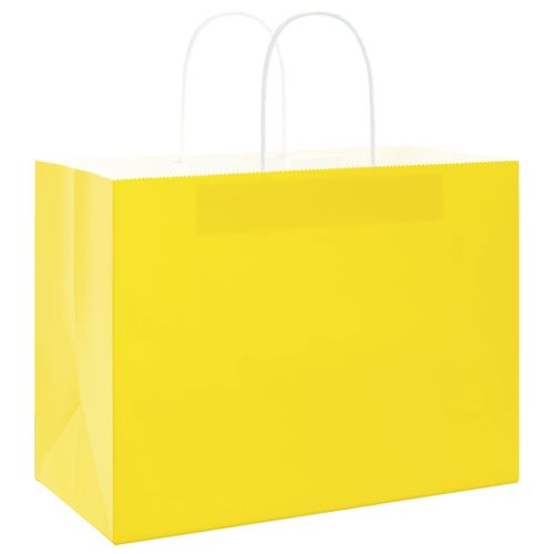Хартиени торбички 50 бр с дръжки жълти 32x17x25 см