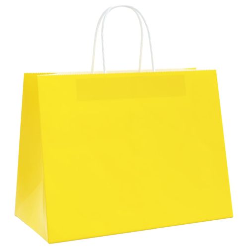 Хартиени торбички 50 бр с дръжки жълти 32x17x25 см