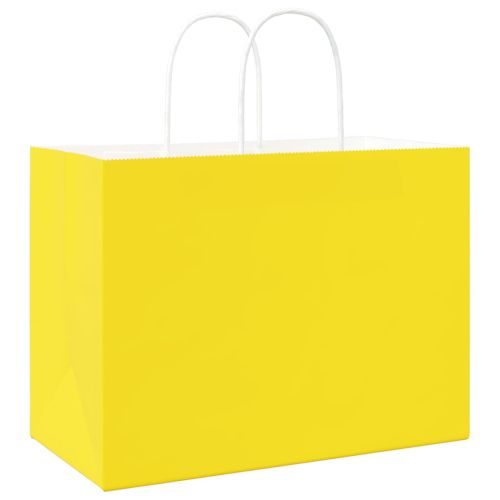 Хартиени торбички 50 бр с дръжки жълти 32x17x25 см