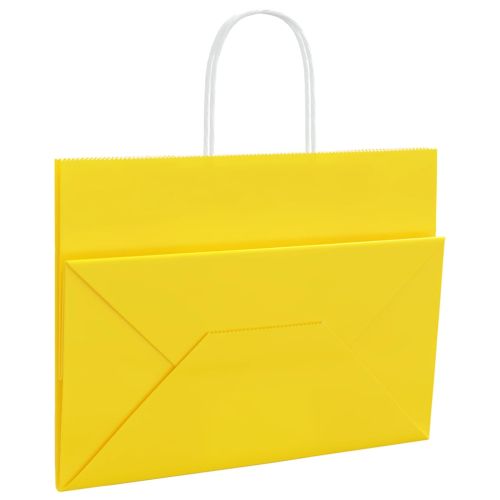 Хартиени торбички 50 бр с дръжки жълти 32x17x25 см