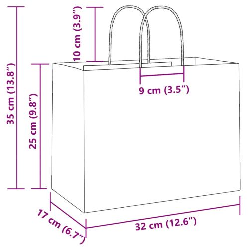 Хартиени торбички 50 бр с дръжки жълти 32x17x25 см