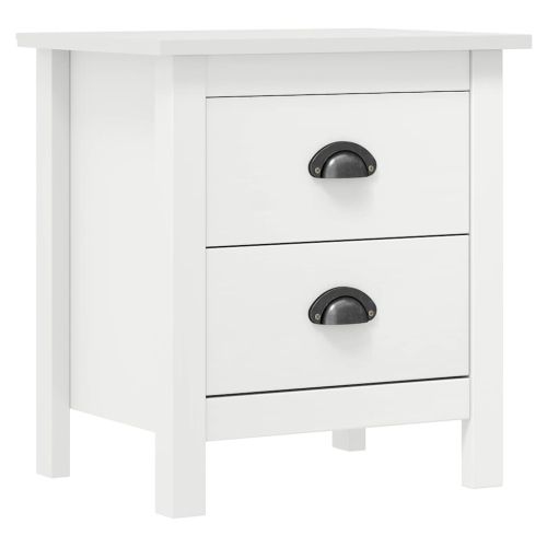 Нощни шкафчета Hill 2 бр бели 46x35x49,5 см борово дърво масив